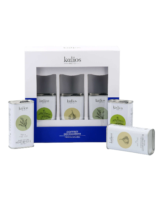 COFFRET DE 3 HUILES INFUSEES - BASILIC, SAUGE, AIL - KALIOS